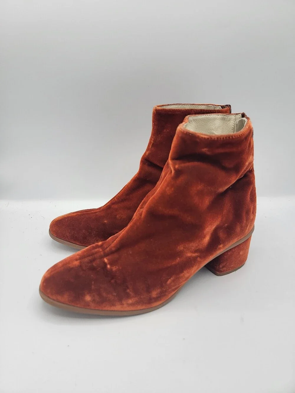 Anthropologie Women's Velvet Ankle Boots - Rust